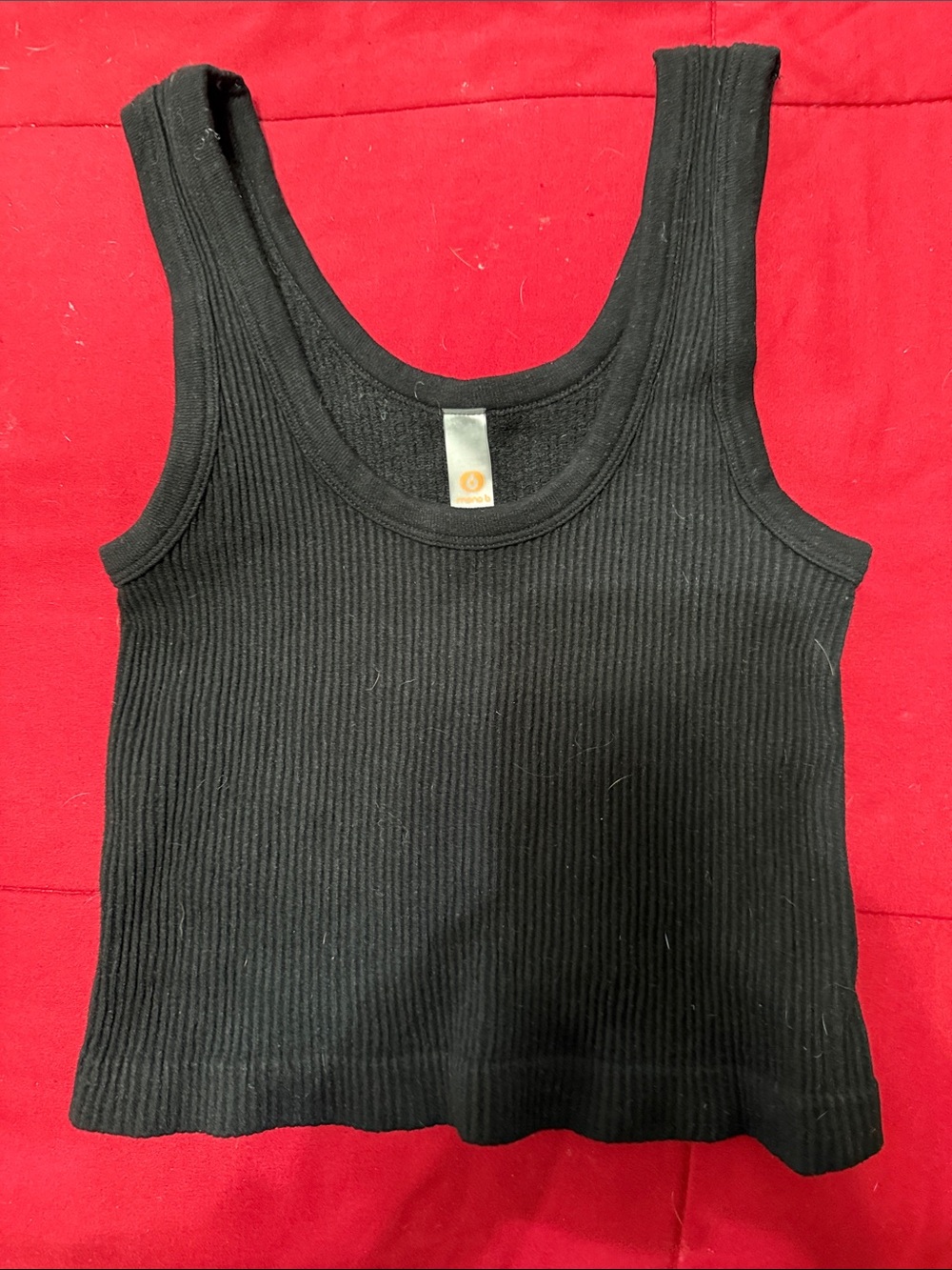 Mono B Black Ribbed Scoop Tank - Women